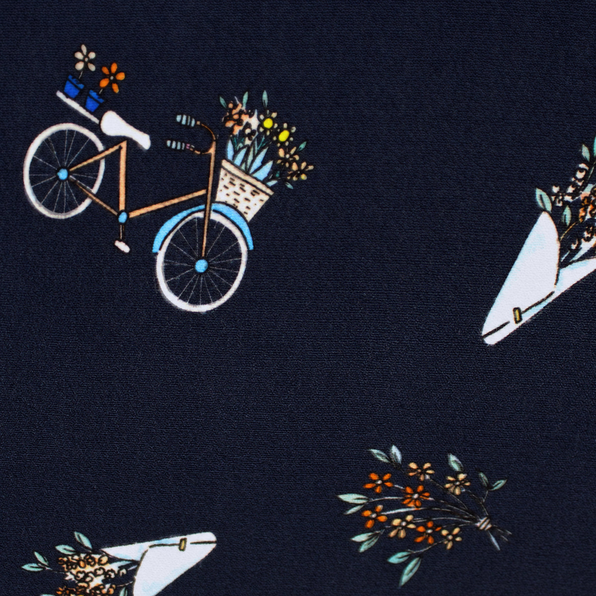 crepe, viscose blouseweight woven 'bike bouquet'