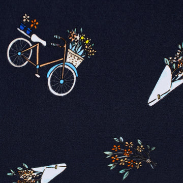 crepe, viscose blouseweight woven 'bike bouquet'