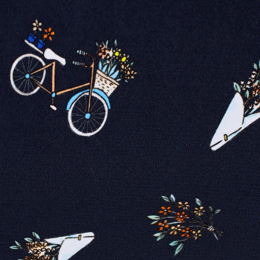 crepe, viscose blouseweight woven 'bike bouquet'