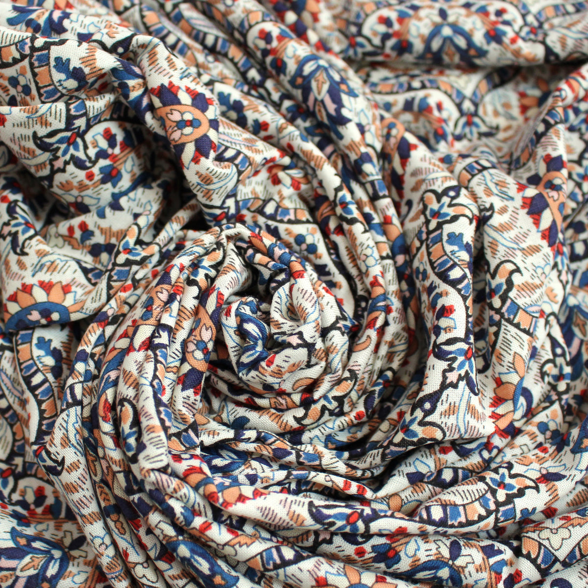jersey knit, cotton print 'adorned paisley'