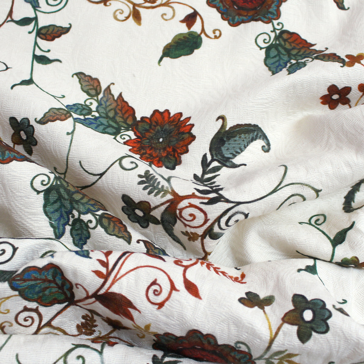 suiting, overprinted cotton jacquard woven 'rambling vine'