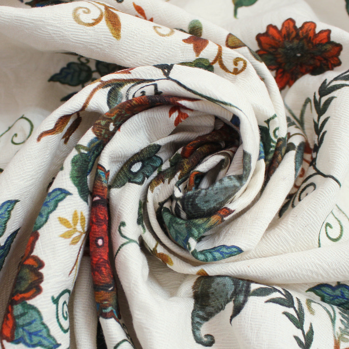 suiting, overprinted cotton jacquard woven 'rambling vine'