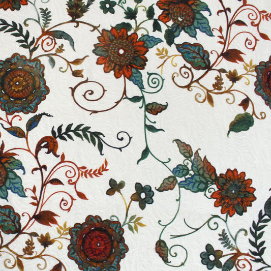 suiting, overprinted cotton jacquard woven 'rambling vine'