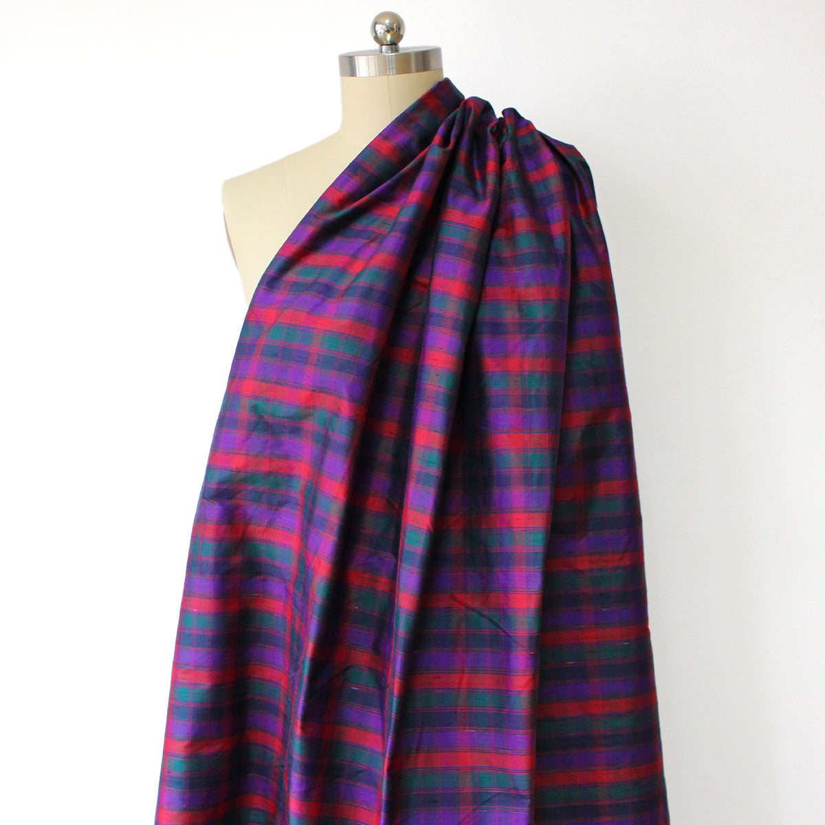 silk dupioni yarn-dyed 'berry plaid' *LIMITED YARDAGE*