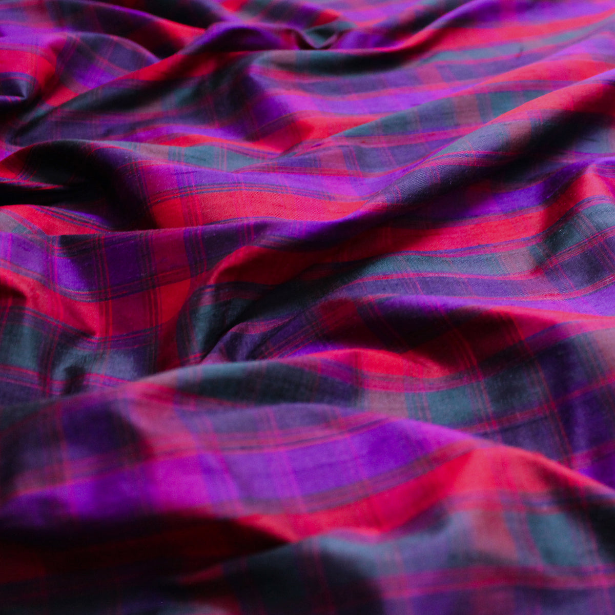 silk dupioni yarn-dyed 'berry plaid' *LIMITED YARDAGE*
