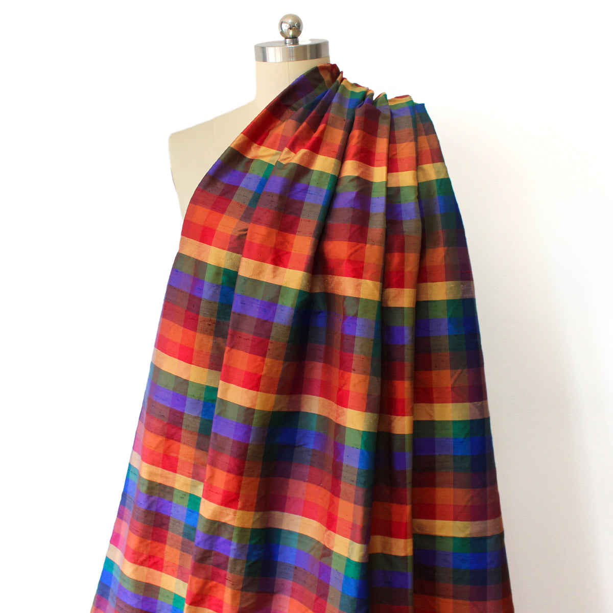 silk dupioni, madras-style 'prism check' *LIMITED YARDAGE*