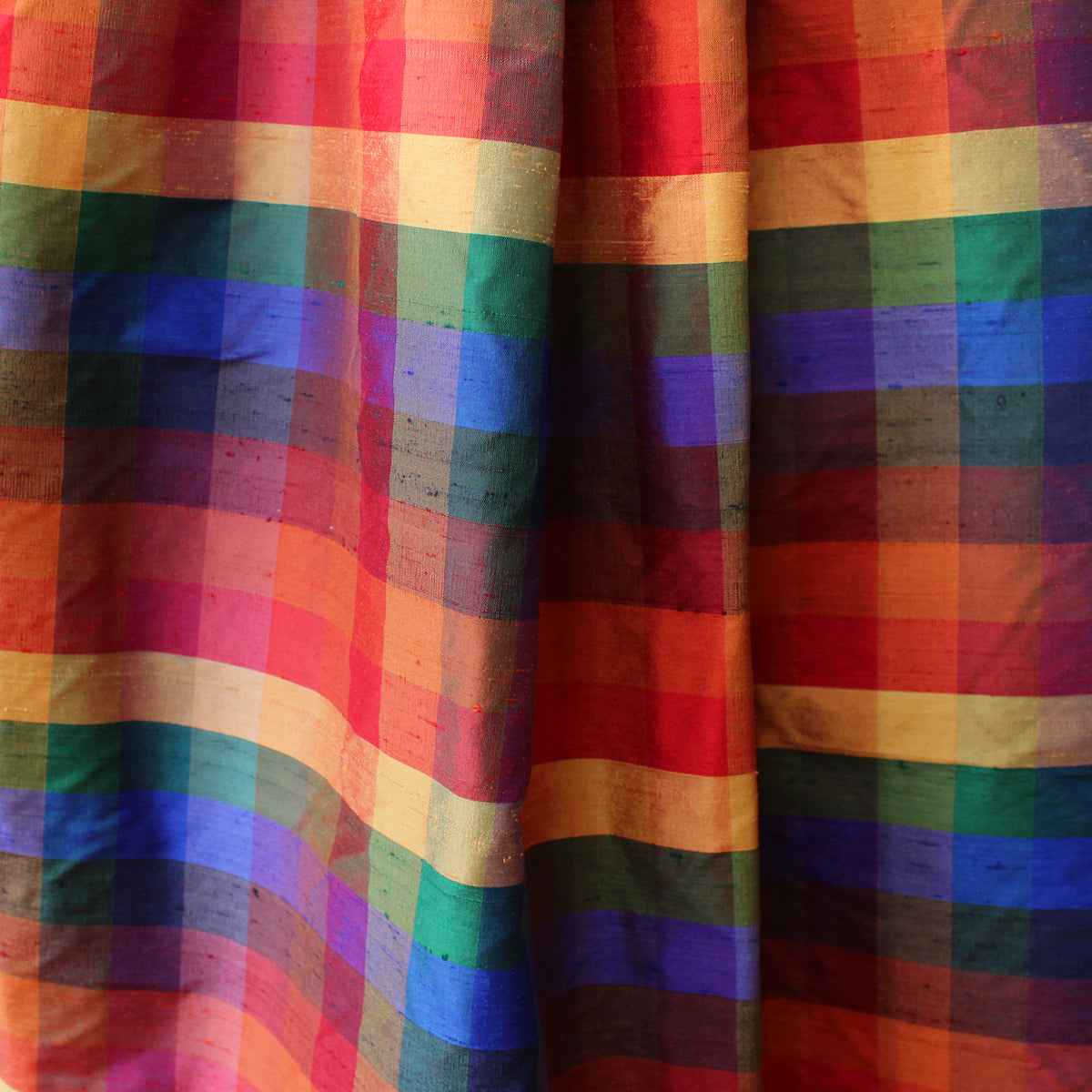 silk dupioni, madras-style 'prism check' *LIMITED YARDAGE*