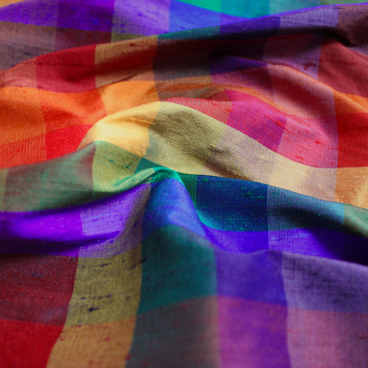 silk dupioni, madras-style 'prism check' *LIMITED YARDAGE*
