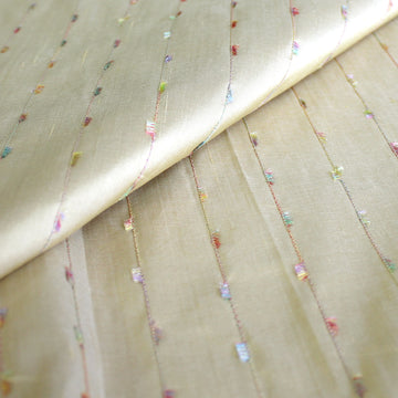 silk dupioni, tufted clipped-weave stripe 'apricot sherbet' *LIMITED YARDAGE*