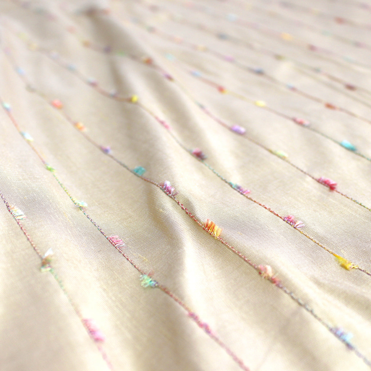 silk dupioni, tufted clipped-weave stripe 'apricot sherbet' *LIMITED YARDAGE*