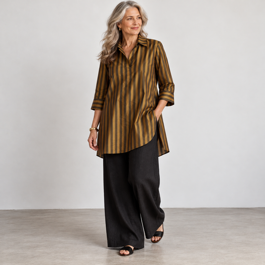 silk jacquard, vertical stripe 'antique golden stripes'