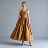 silk jacquard, vertical stripe 'luminescent gold'