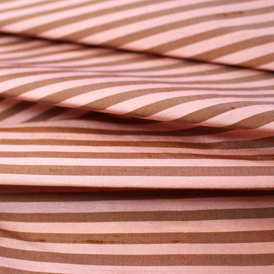 silk dupioni, yarn-dye stripe - strawberry mousse