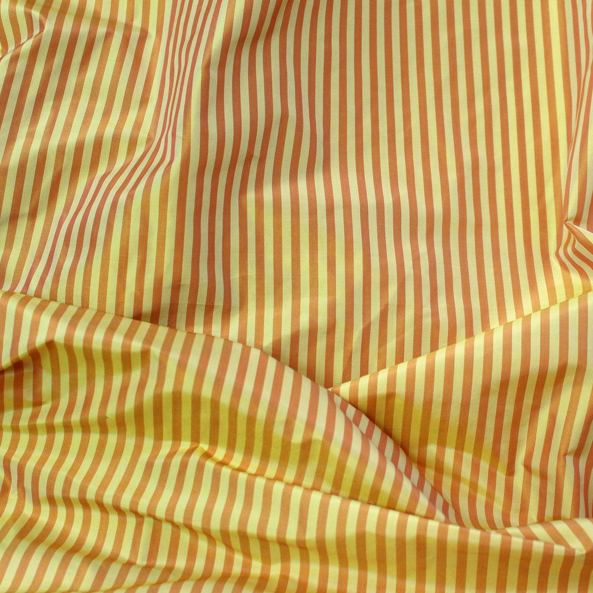 silk taffeta, vertical stripe - clementine/yellow