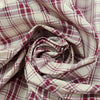 silk taffeta, tartan plaid - cranberry/oat