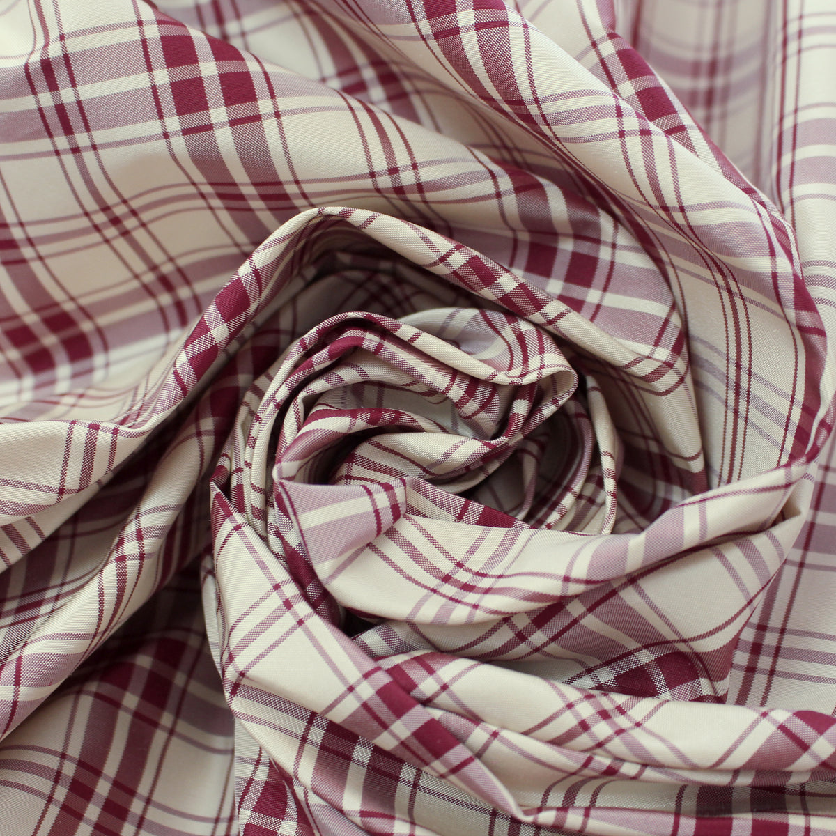 silk taffeta, tartan plaid - cranberry/oat