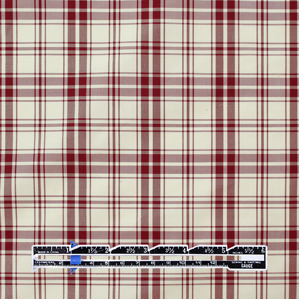 silk taffeta, tartan plaid - cranberry/oat