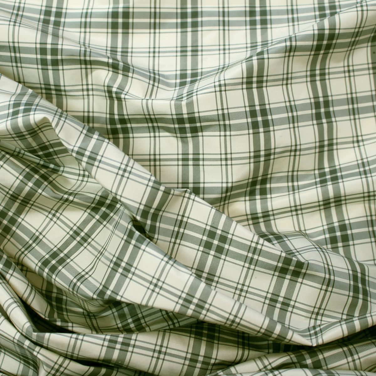 silk taffeta, tartan plaid - clover/oat