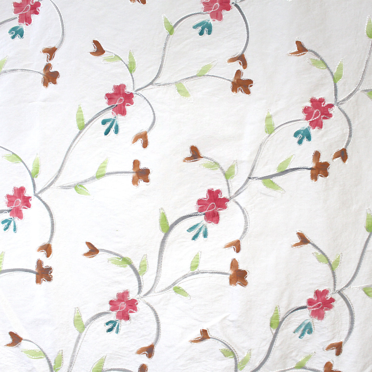 silk dupioni, hand painted embroidery 'florette'