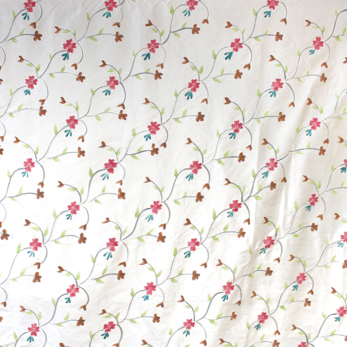 silk dupioni, hand painted embroidery 'florette'