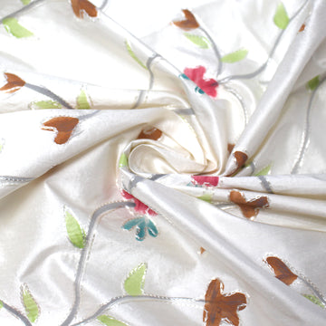 silk dupioni, hand painted embroidery 'florette'
