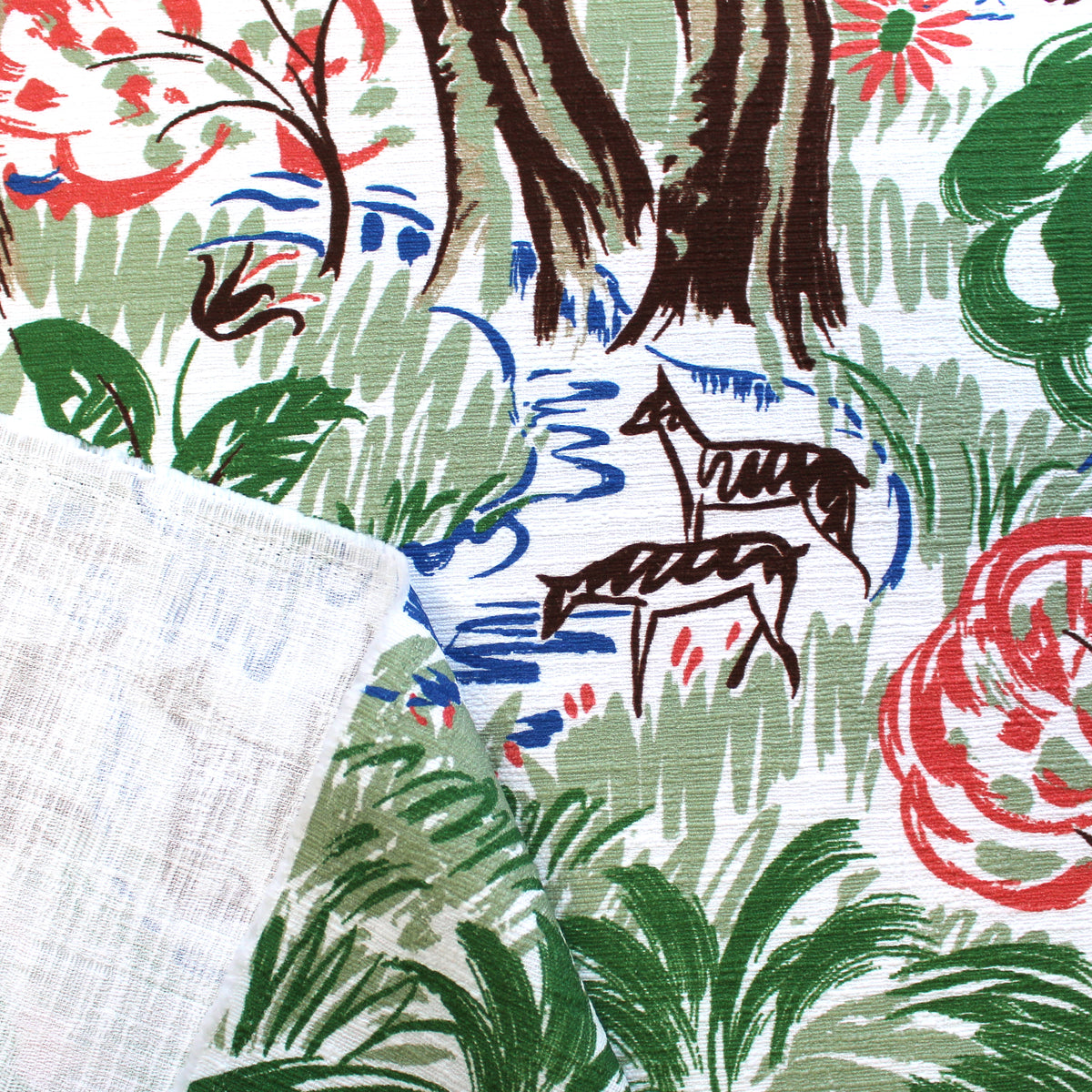 cotton slub homespun, printed mid-weight woven 'babbling creek'