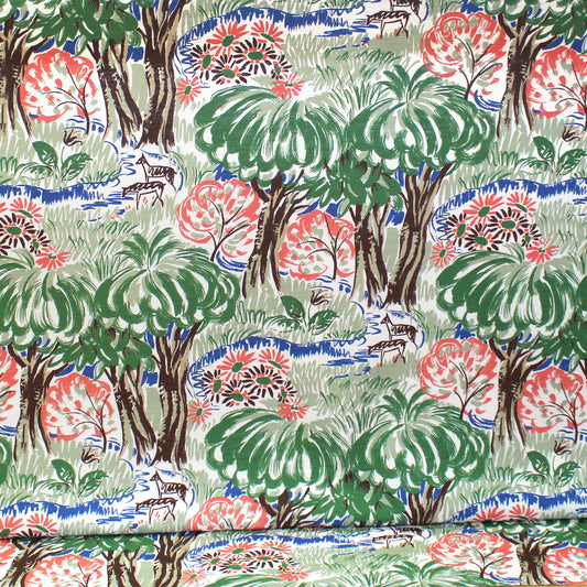 cotton slub homespun, printed mid-weight woven 'babbling creek'