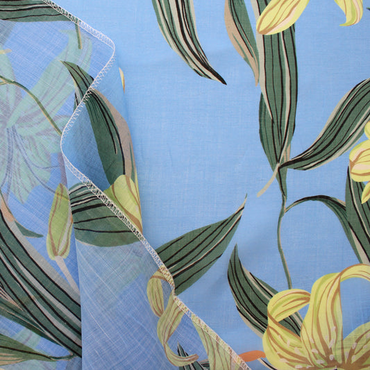 ramie voile, printed dressweight woven 'daylily'