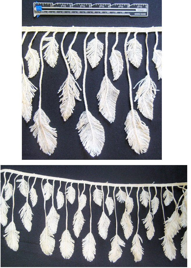 Anna S. natural tone feather trim
