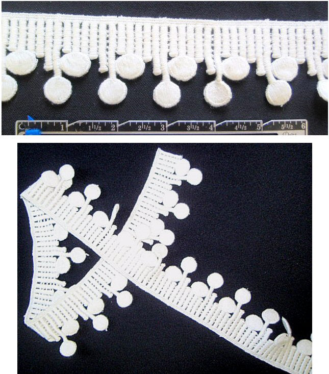 Anna S. ivory mod dot banded trim