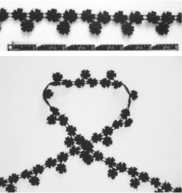 Anna S. black little flower clusters trim 1.5 yds