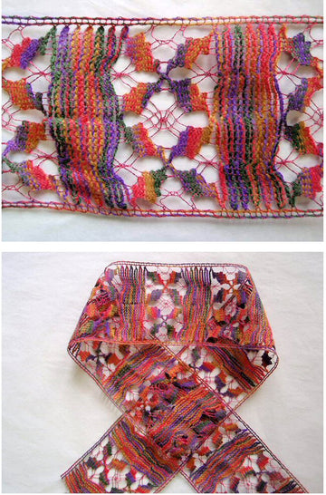 Anna S. purple/spice crochet lace trim
