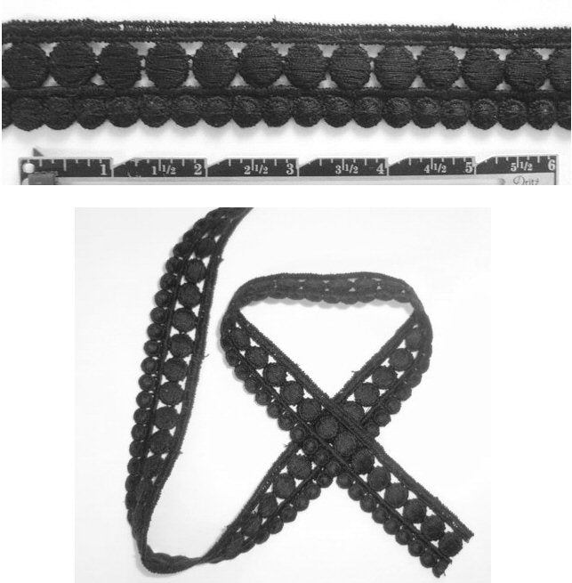 Anna S. black dotty design banded trim