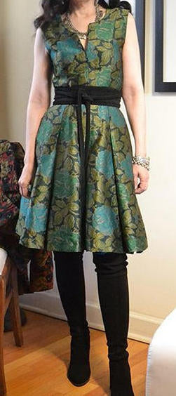 Italian floral jacquard brocade - emerald tones 1.75 yd