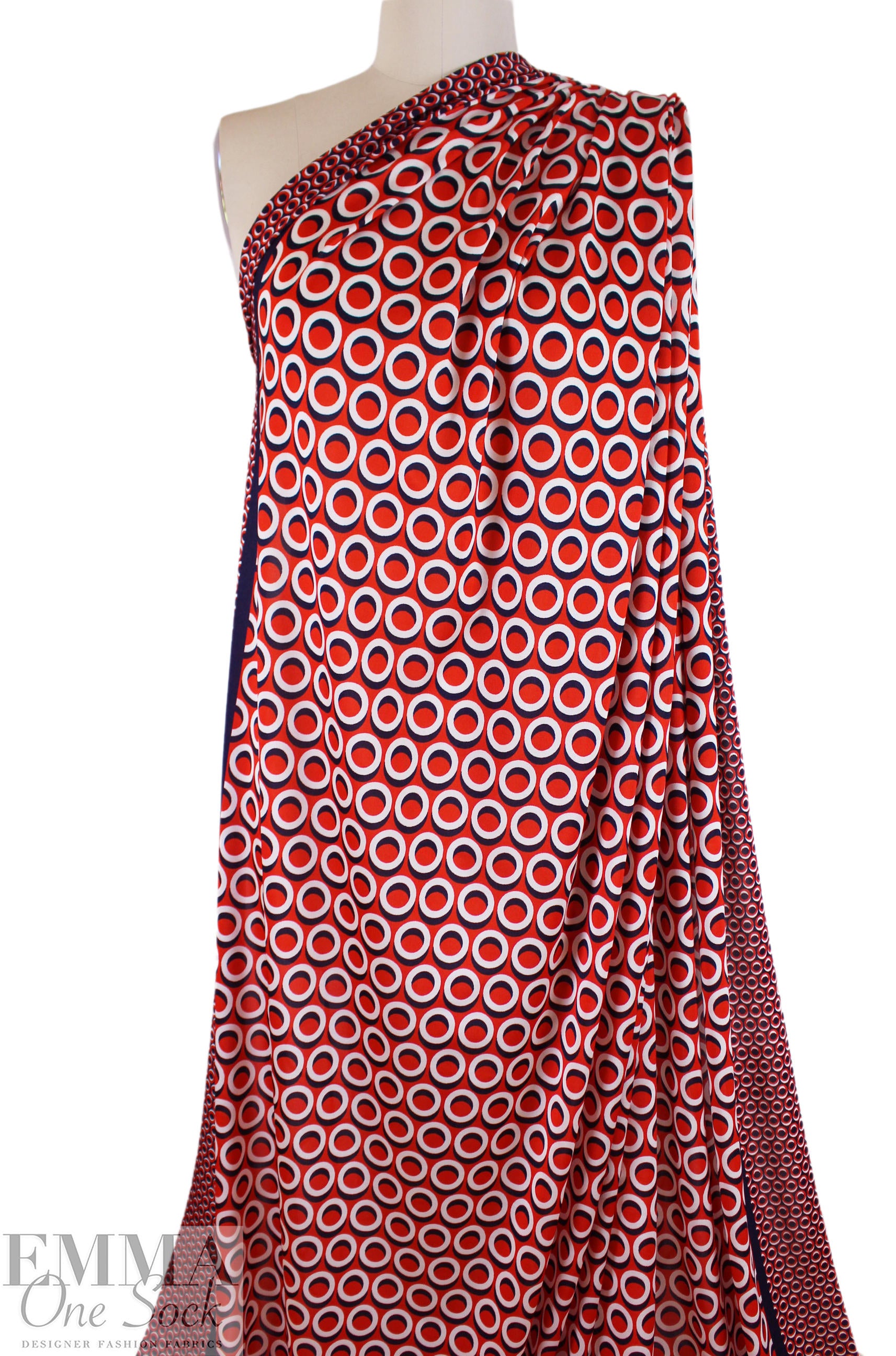 French 'mod' border print 'DVF-style' matte jersey 2.25 yd