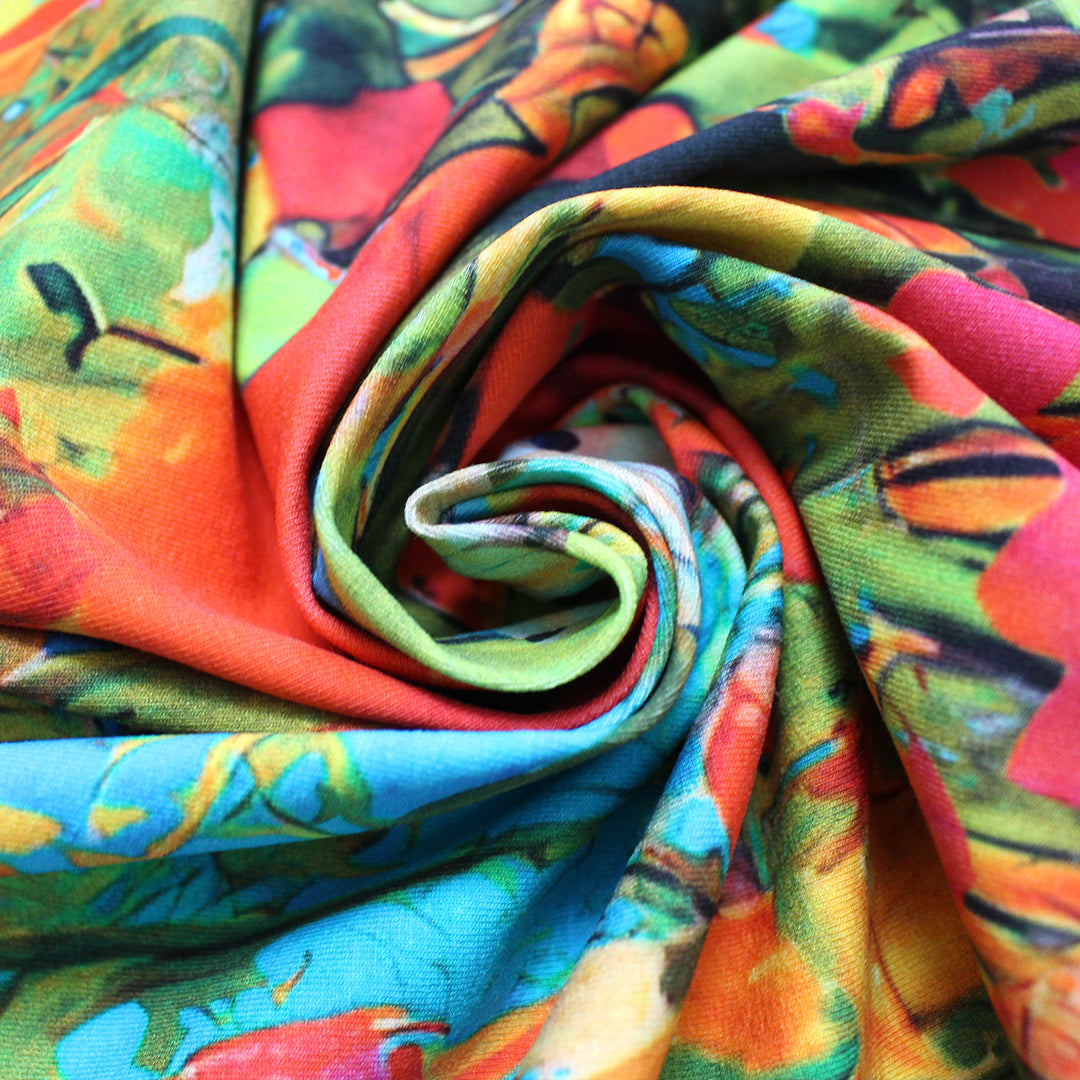 Dutch digital 'sunrise vista' cotton knit panel, Oeko-Tex 2.125 yd - 1 Panel