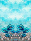 Dutch digital 'flourishing blue' cotton knit panel, Oeko-Tex 2 yds