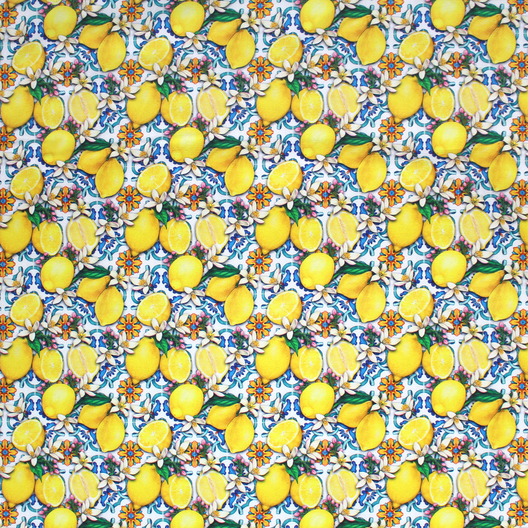 Dutch digital 'lemons from Mallorca' cotton canvas, Oeko-Tex cert. 2 yds