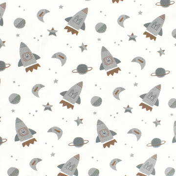 Dutch digital cotton knit 'rockets' Oeko-Tex cert. - cream