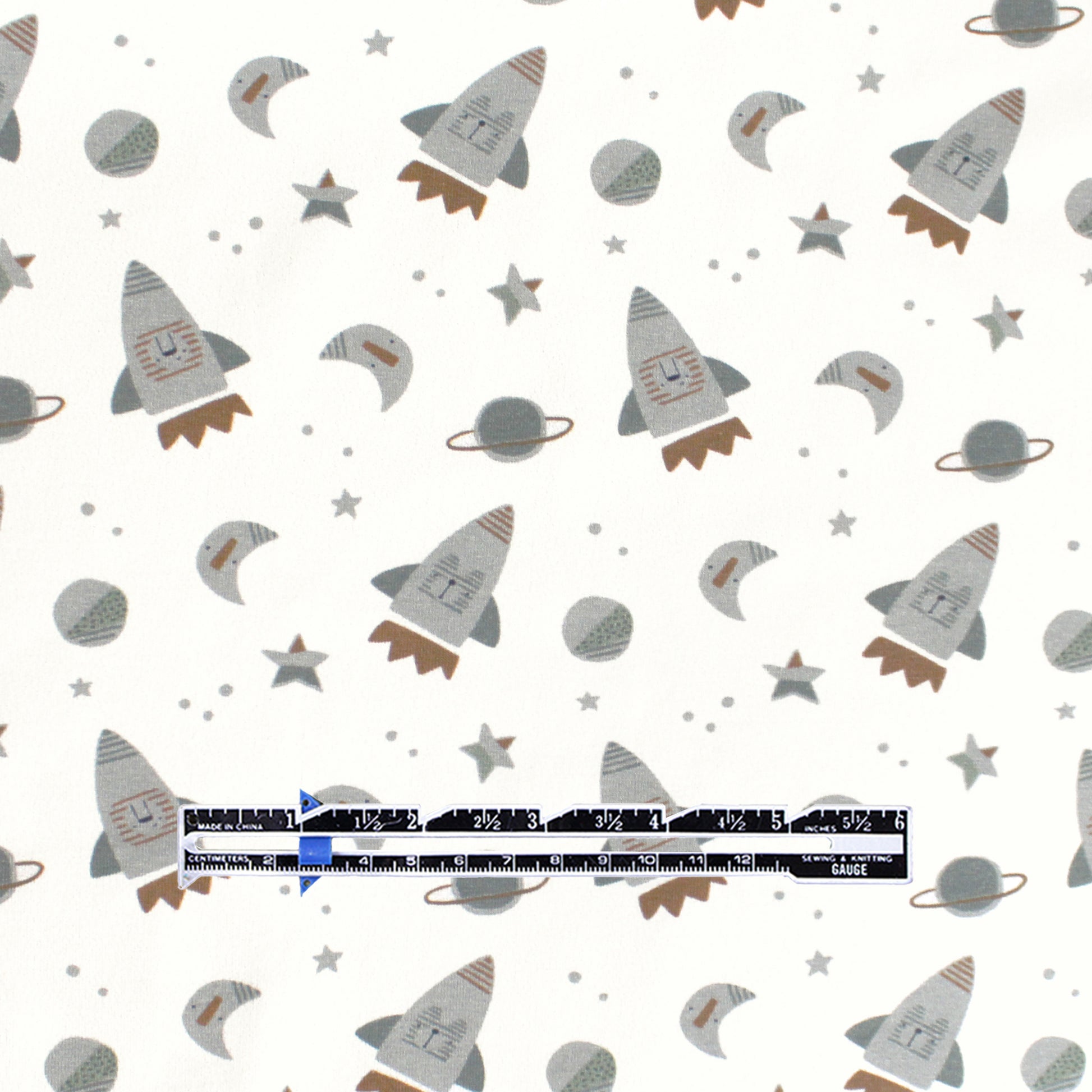 Dutch digital cotton knit 'rockets' Oeko-Tex cert. - cream