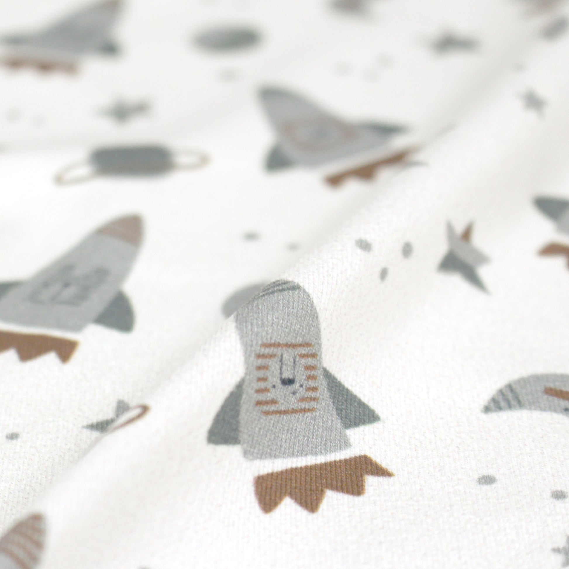 Dutch digital cotton knit 'rockets' Oeko-Tex cert. - cream