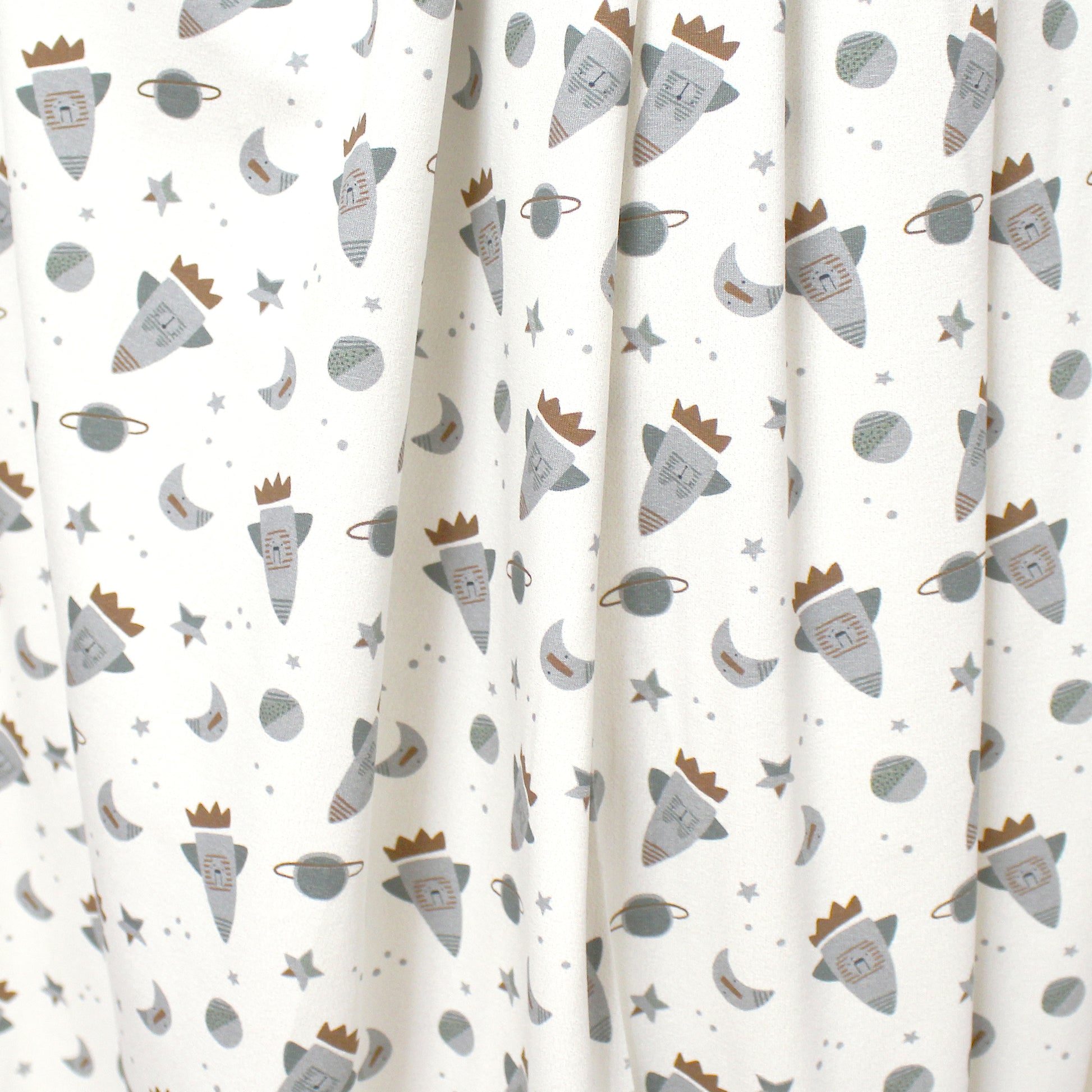 Dutch digital cotton knit 'rockets' Oeko-Tex cert. - cream