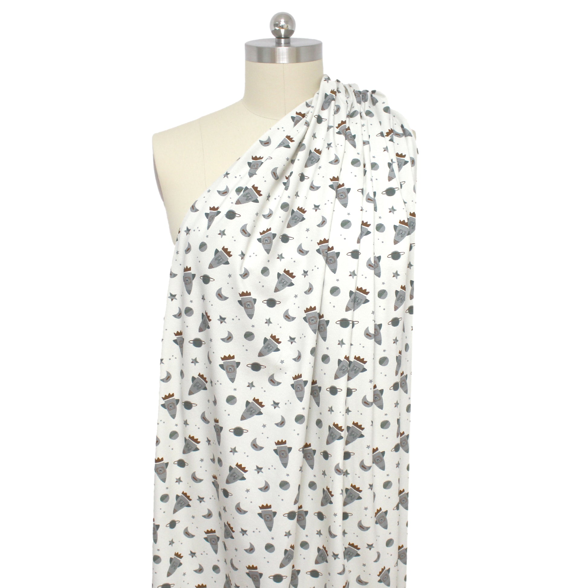 Dutch digital cotton knit 'rockets' Oeko-Tex cert. - cream