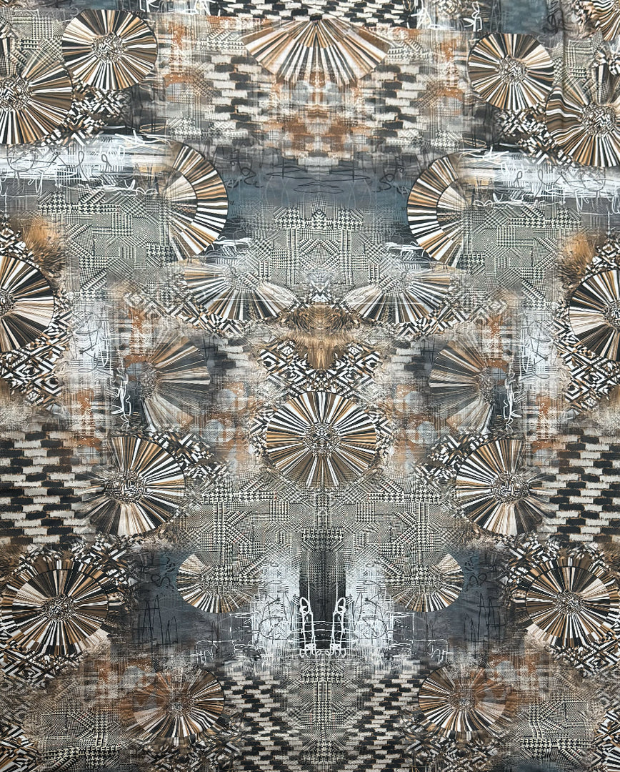 Dutch digital 'spinning wheel' cotton knit panel, Oeko-Tex 2 yds