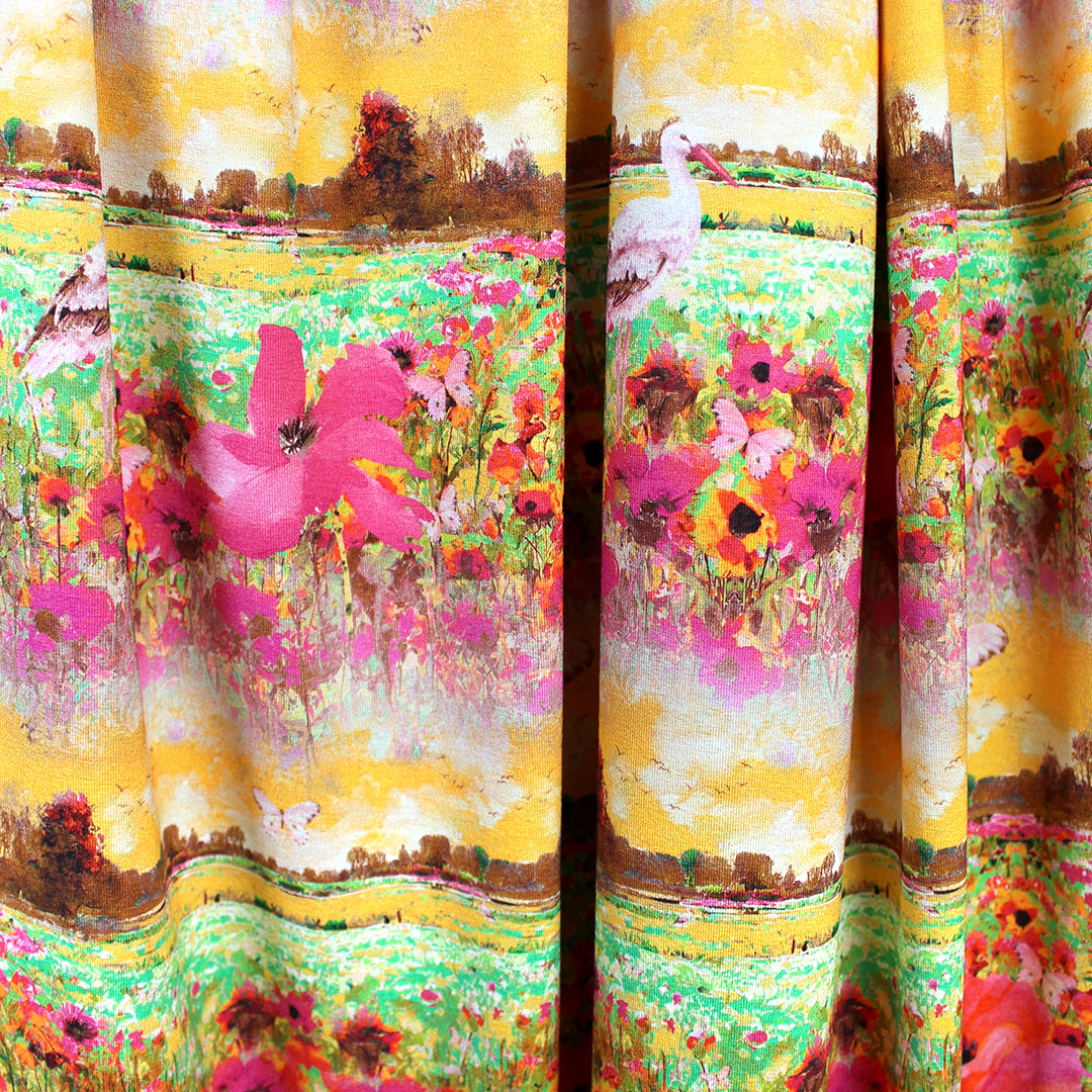 Dutch digital 'sunrise vista' viscose knit, Oeko-Tex cert. 2 yd