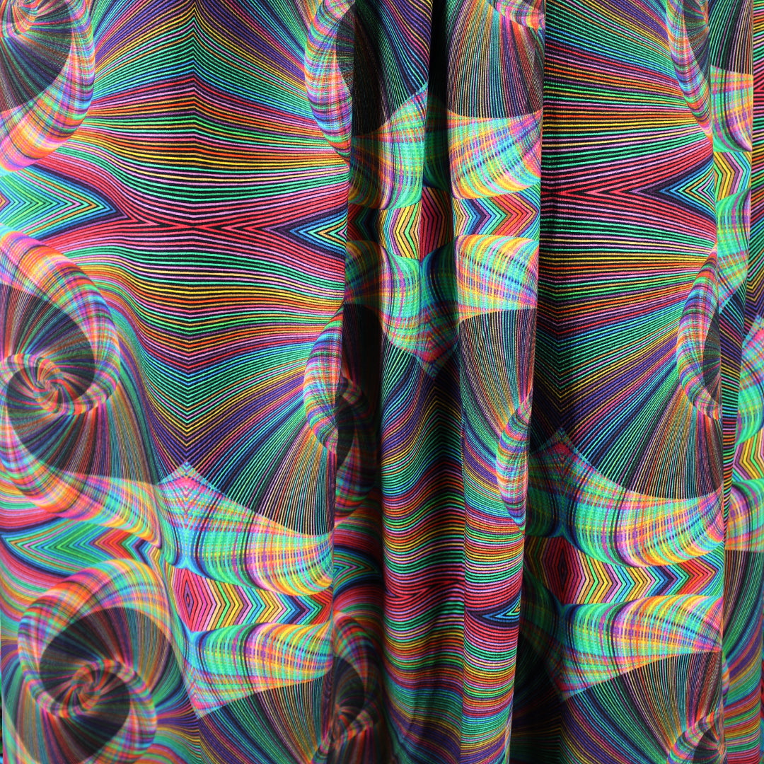 Dutch digital 'spiral mirror' cotton knit, Oeko-Tex cert. 1.25 yds