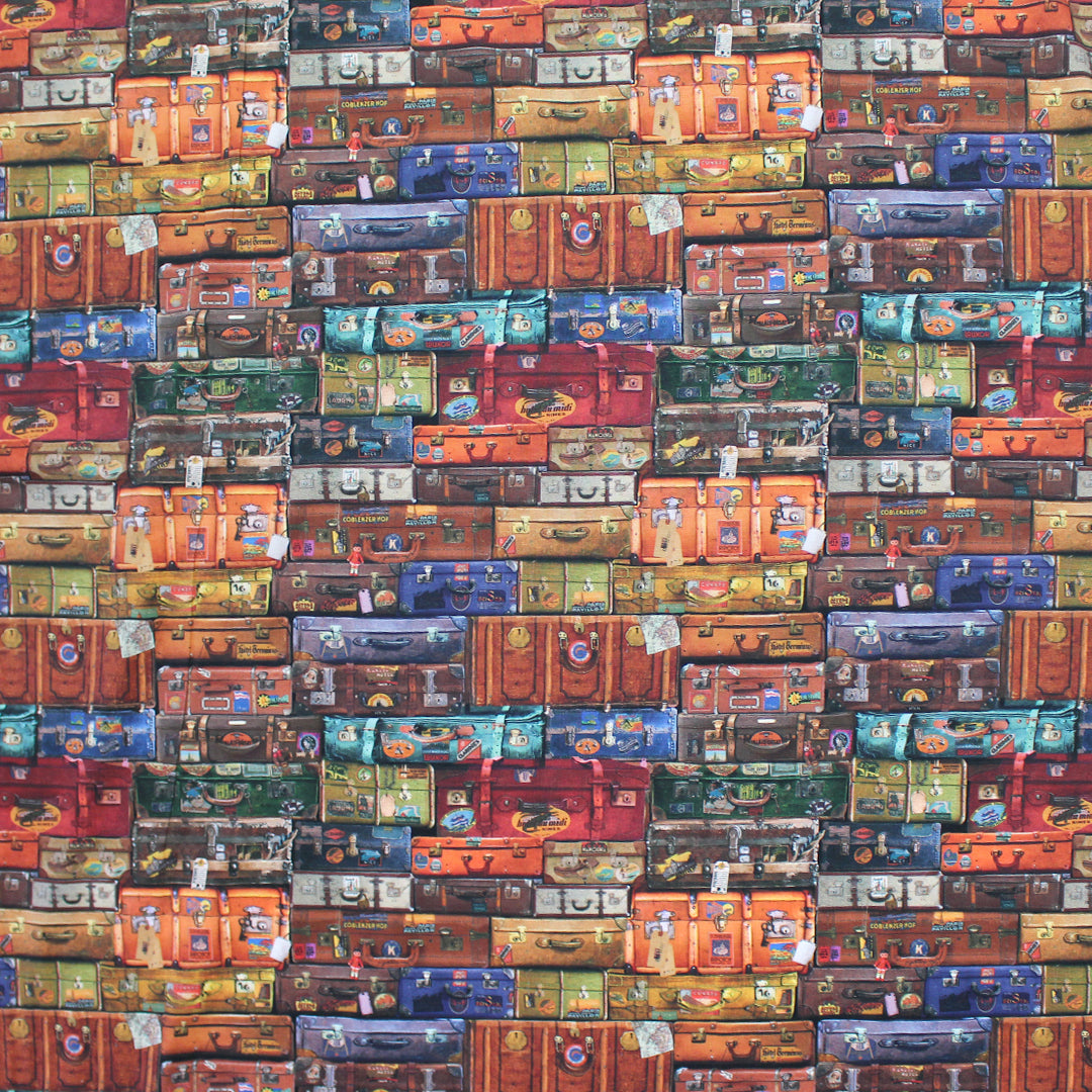 Dutch digital 'bon voyage' cotton knit, Oeko-Tex cert. .75 yds