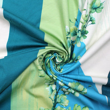 Dutch digital 'dandelion meadow' cotton knit panel, Oeko-Tex