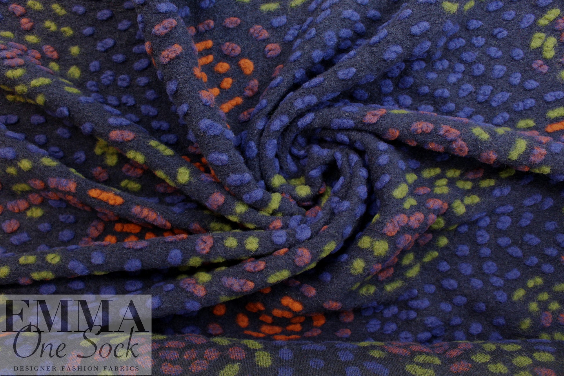 Italian textured dot wool fleece knit - starry night
