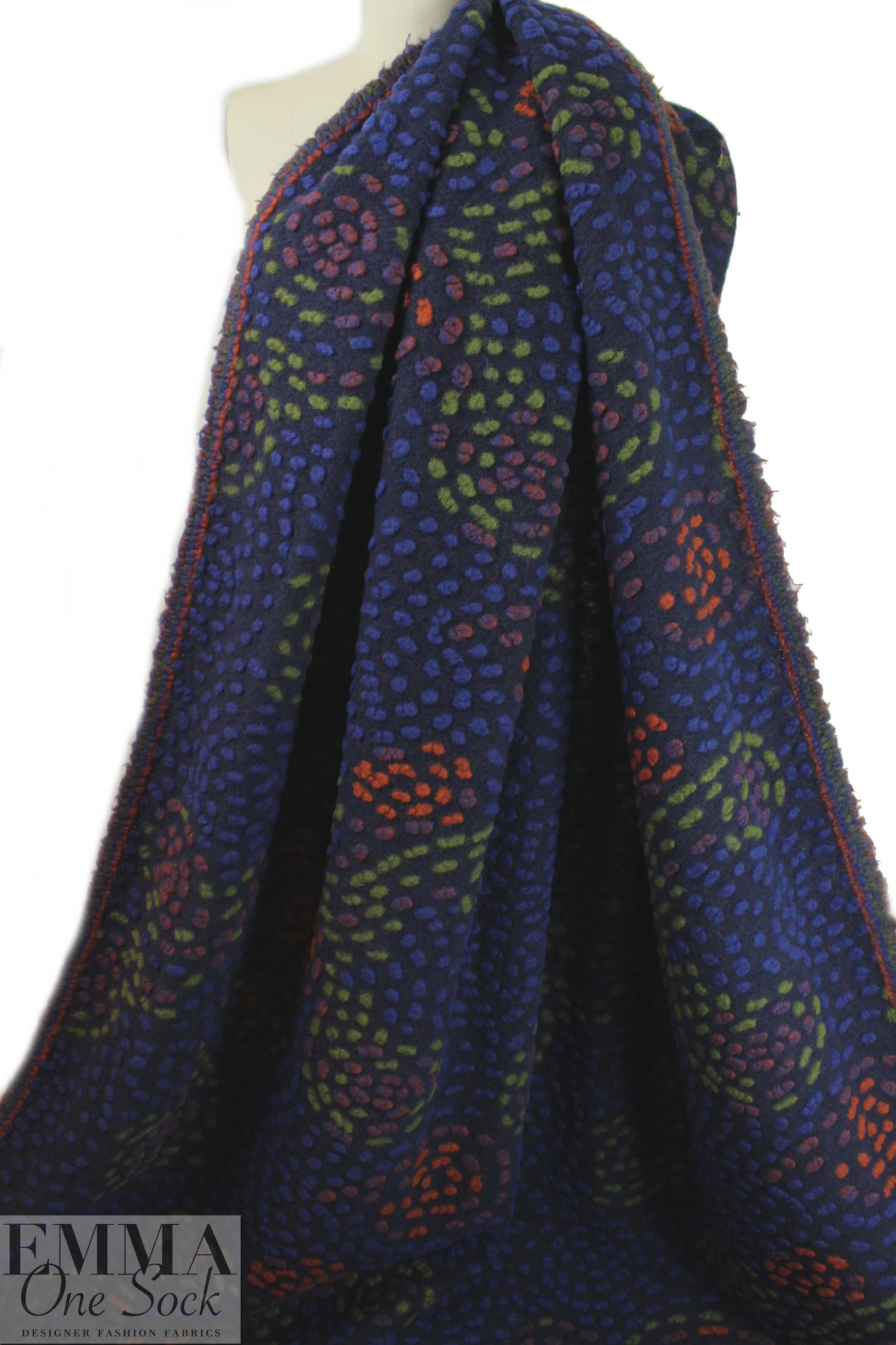 Italian textured dot wool fleece knit - starry night